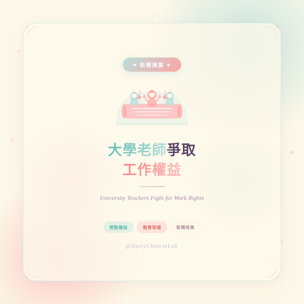 新聞摘要：大學老師爭取工作權益 (News Summary: University Teachers Fight for Work Rights)